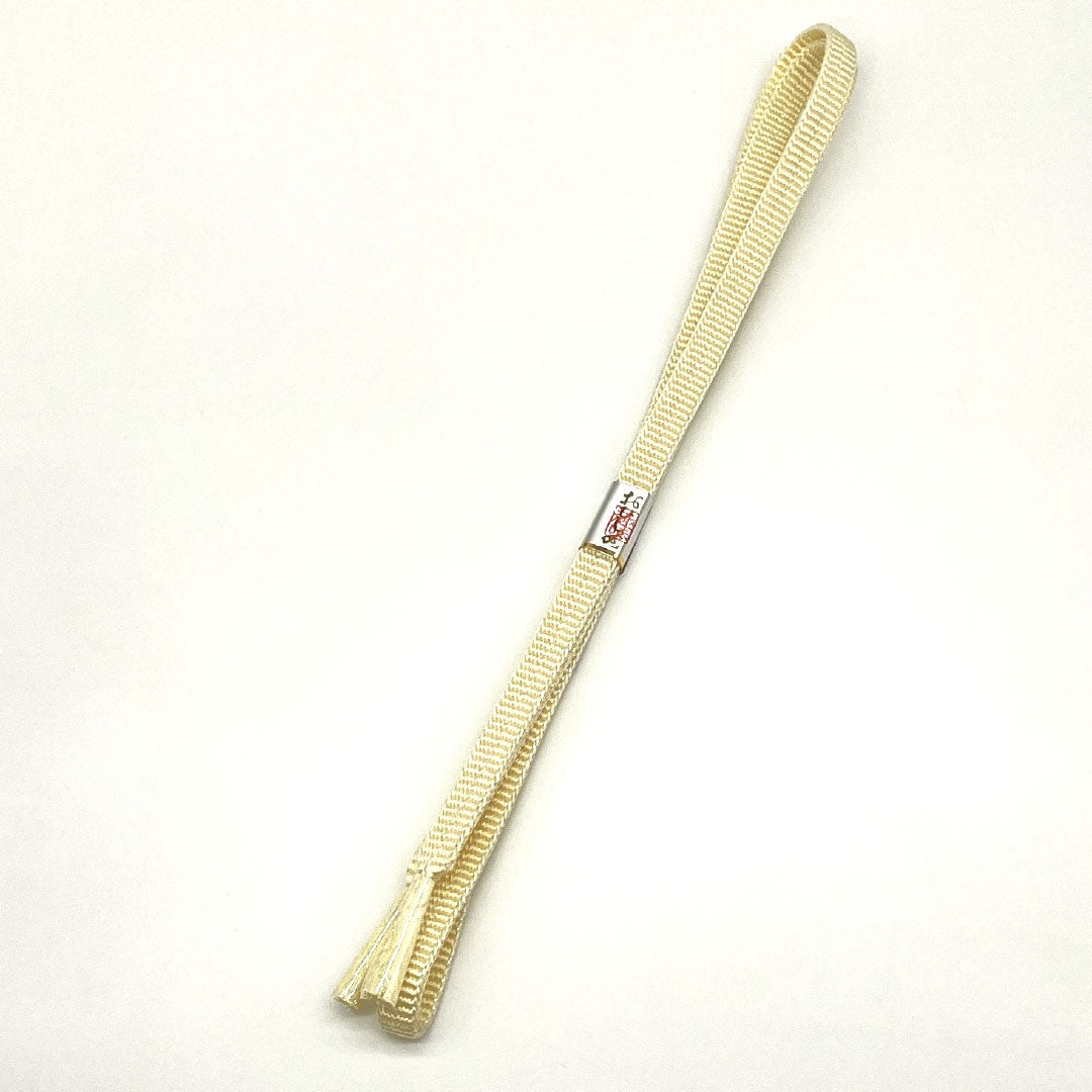 (Unused, pre-owned item) Obijime and Obiage Set, Silk, New Rank, Pale Egg Yolk Yellow and Cream, Shibori, Diamond Pattern, Length approx. 152cm, Width approx. 1.3cm, Semi-formal, Cream color, 1141000491315