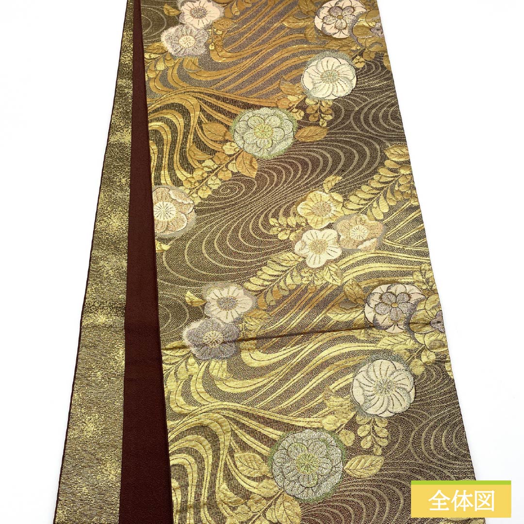 袋帯 正絹 留袖用 辻ヶ花 帯丈432cm Sランク ポイント柄 フォーマル 金系 1123013922321