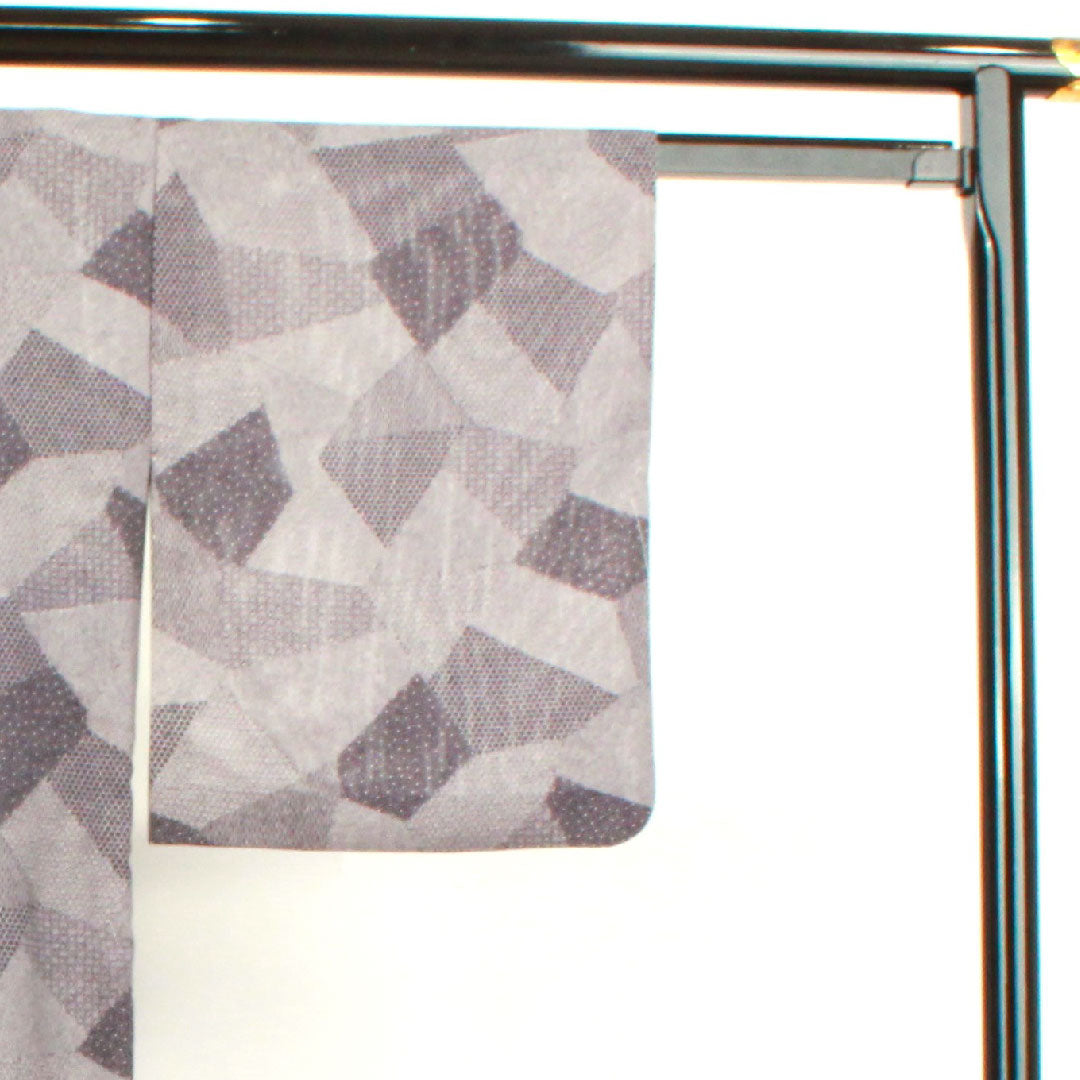 夏物 ポリエステル 小紋 身丈158cm 裄丈62cm 紫烏色(しうしょく) 洗える着物 江戸小紋 絽 Sランク 紫系 1132000722320