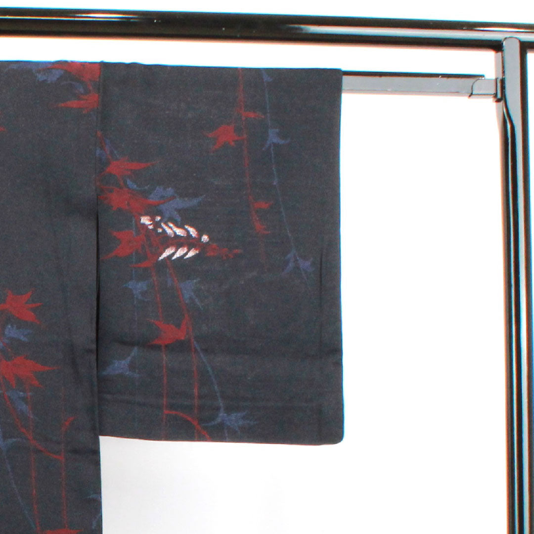 Summer pure silk komon length 149.5cm sleeve length 61cm abstract pattern gauze rank S black 1132001222110