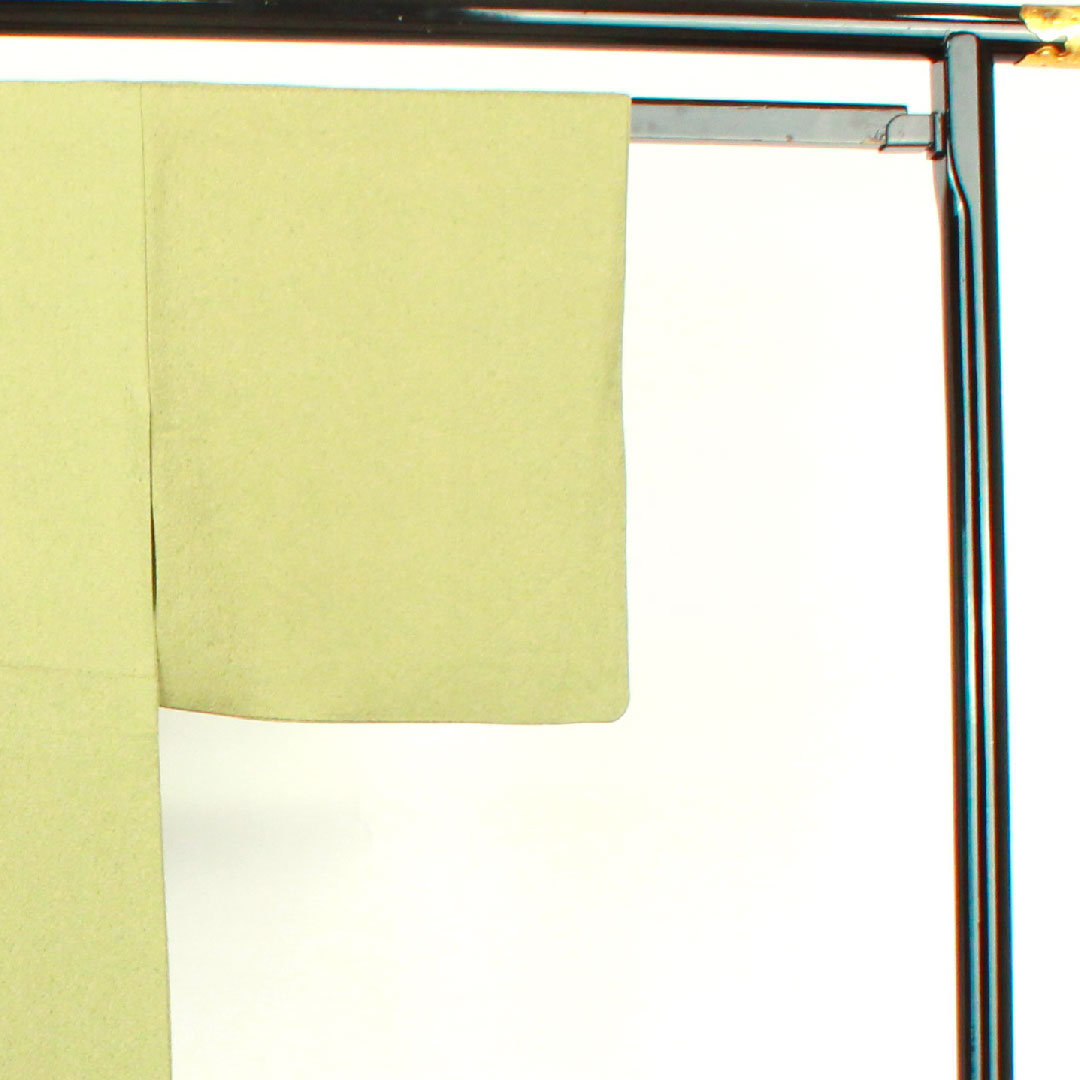 小紋 身丈153.5cm 裄丈62cm 袷 利休色 江戸小紋 作家物 鮫 正絹 Aランク 緑系 1115003443219