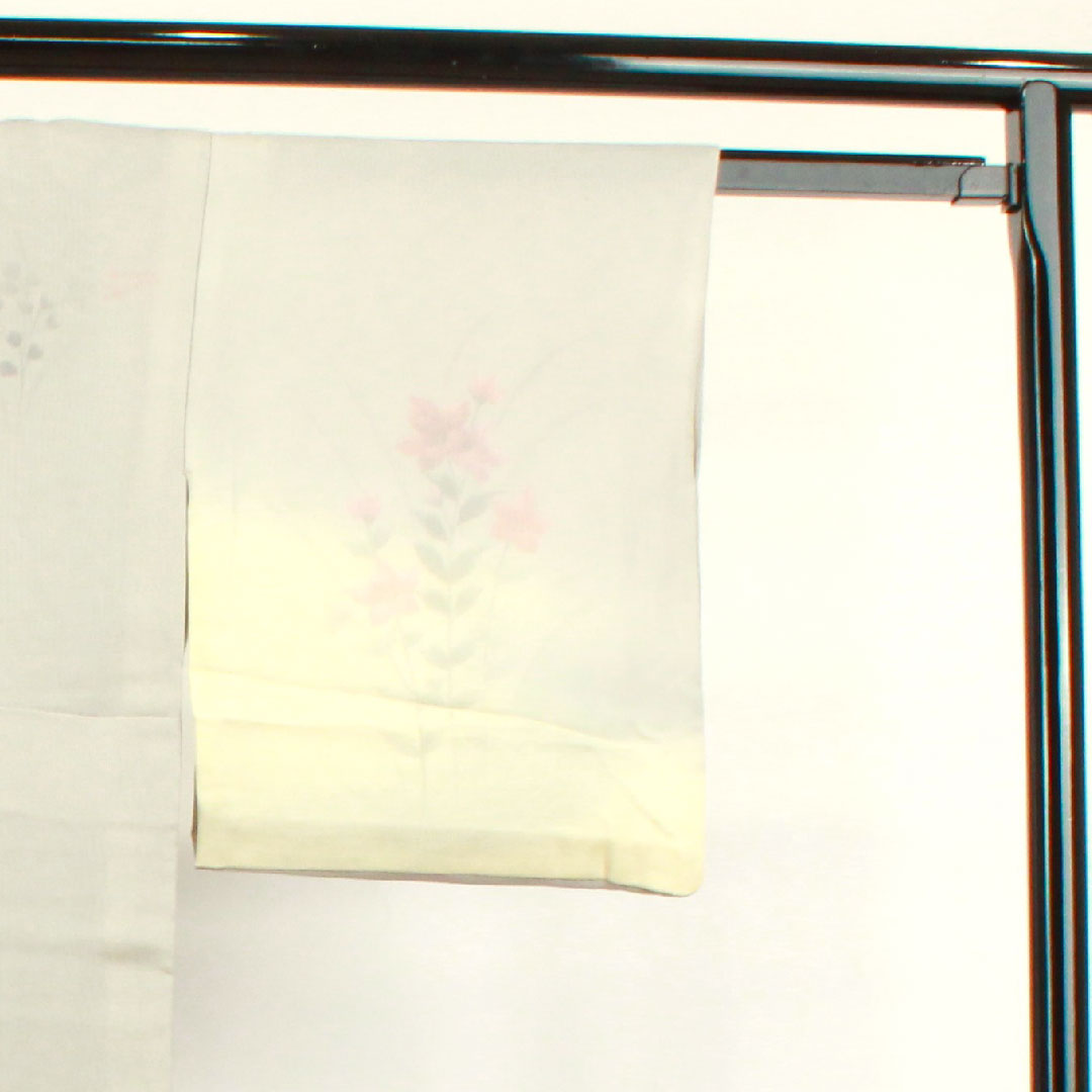 夏物 正絹 訪問着 身丈157cm 裄丈63.5cm 雲井鼠色(くもいねずいろ) 草花模様 二重紗 Aランク グレー系 1132001543322