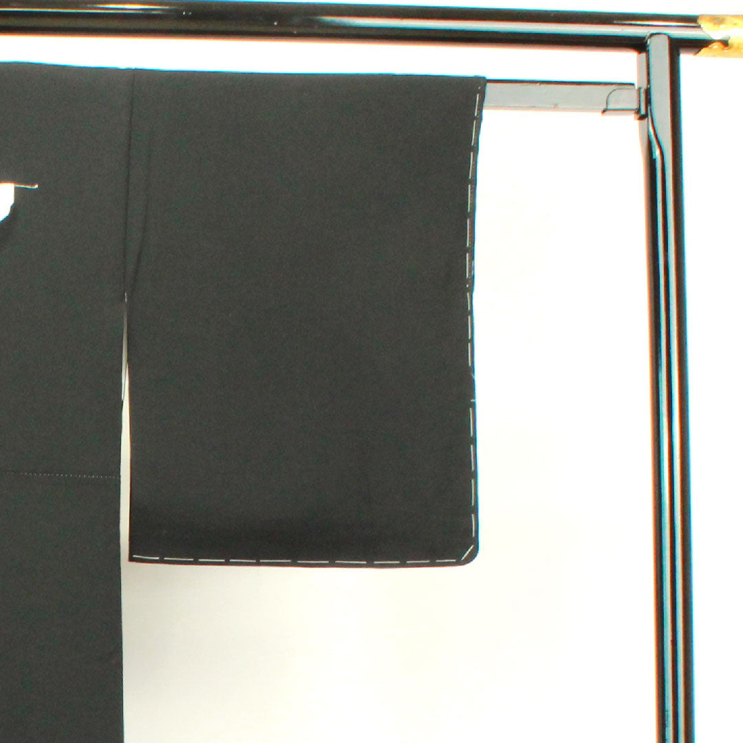 Black formal kimono, length 170.5cm, sleeve length 66cm, lined, no crest, with basting thread, unused, Kyo-Yuzen, Katsura Imperial Villa, landscape pattern, pure silk, S rank, none, black, 1111001092610