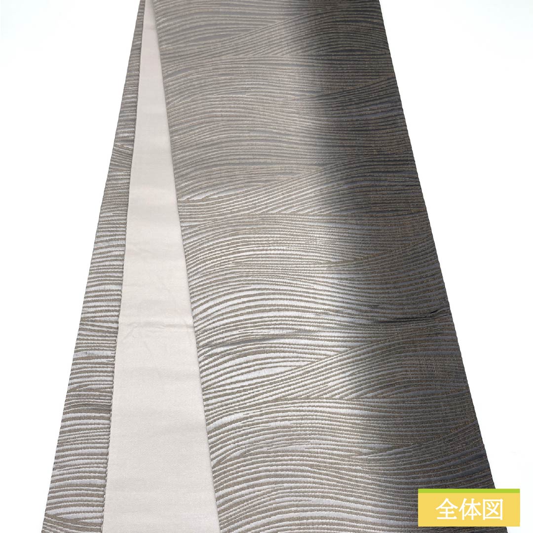 袋帯 正絹 抽象模様 帯丈456cm Sランク 全通 セミフォーマル モノトーン 1123014782427