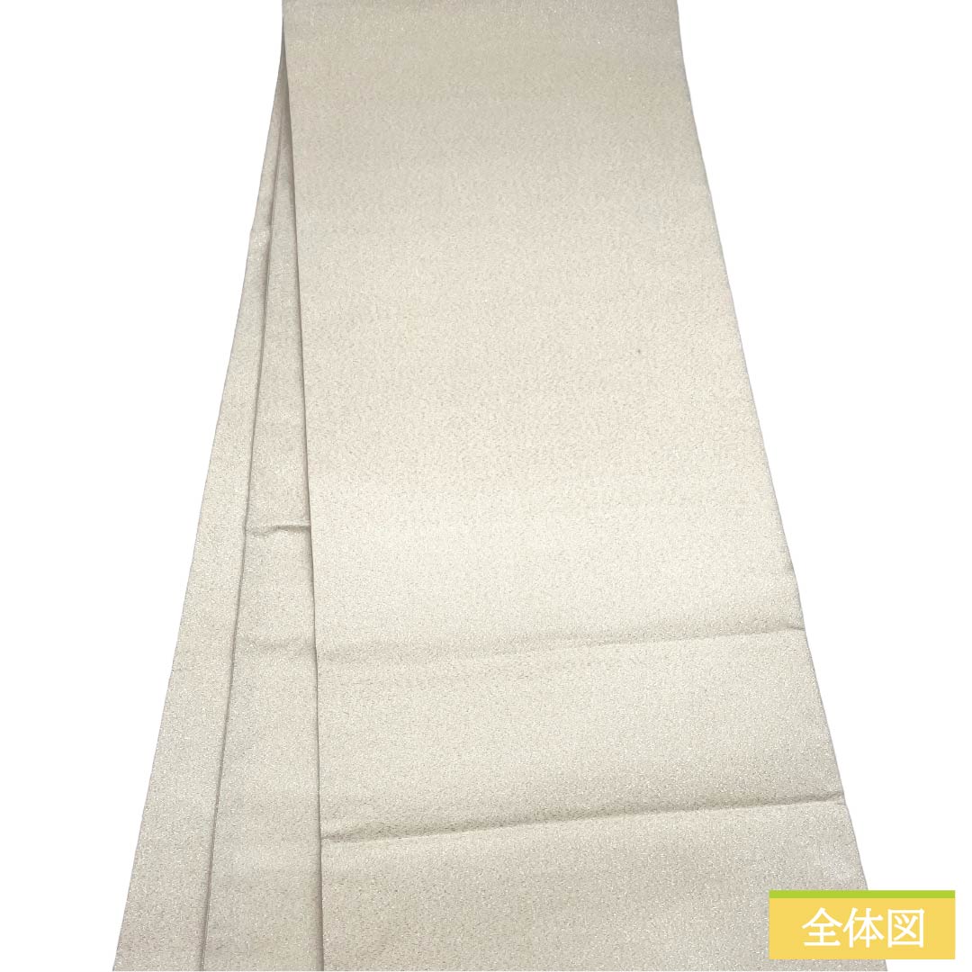 袋帯 正絹 Aランク 生成り色(きなりいろ) 蘇州刺繡 綴れ地 風景模様 銀糸 帯丈468cm ポイント柄 セミフォーマル 白系 1123017533411