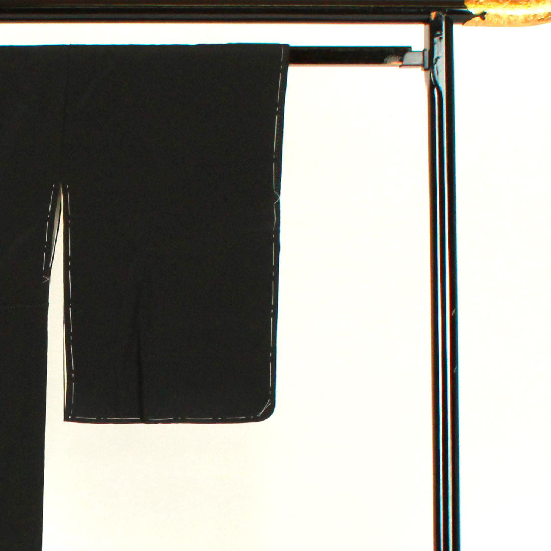 黒留袖 身丈155.5cm 裄丈61.5cm 袷 京友禅 鶴 片喰 正絹 Bランク 五つ紋 黒系 1111000344310