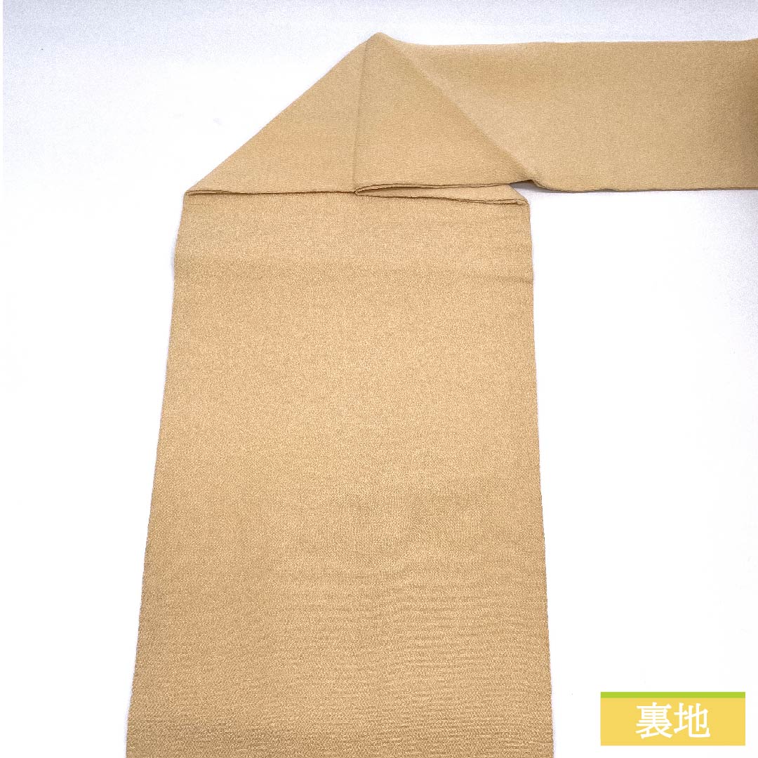 Nagoya obi, pure silk, light persimmon color, abstract floral pattern, crepe fabric, long, obi length 383cm, S rank, point pattern, casual, beige, 1124006322425, Nagoya style