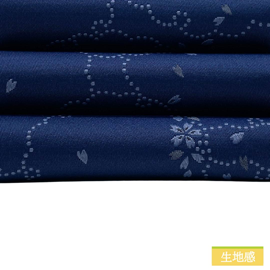 (新品)半幅帯 ポリエステル NEWランク 紺桔梗色(こんききょういろ) 錫色(すずいろ) 雪輪 小桜 広幅 リバーシブル 帯丈400cm 紺系 1125006141418