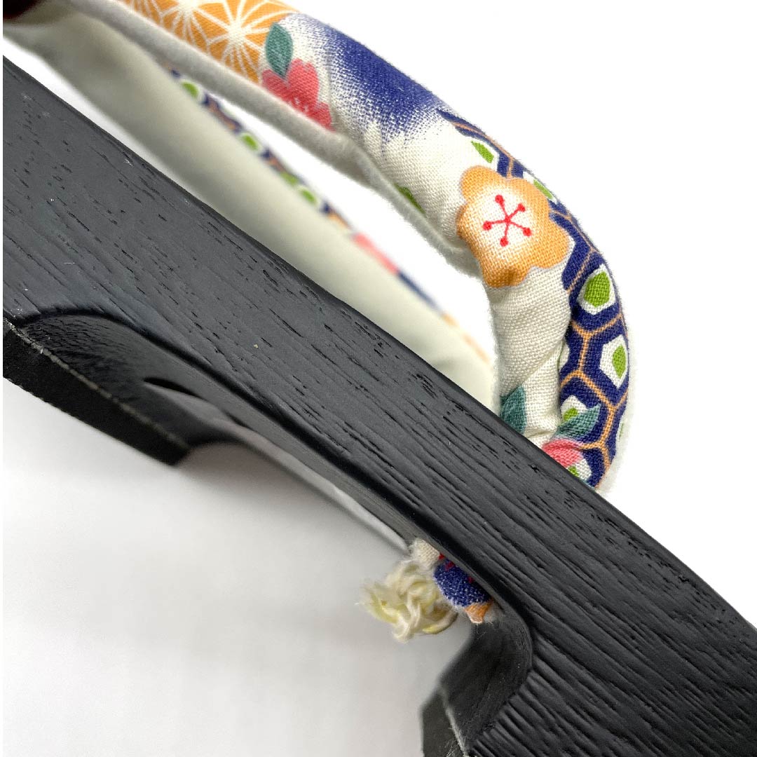 (新品未使用品)下駄 桜 梅 麻の葉 亀甲 XLサイズ 黒系 NEWランク 1122001181510
