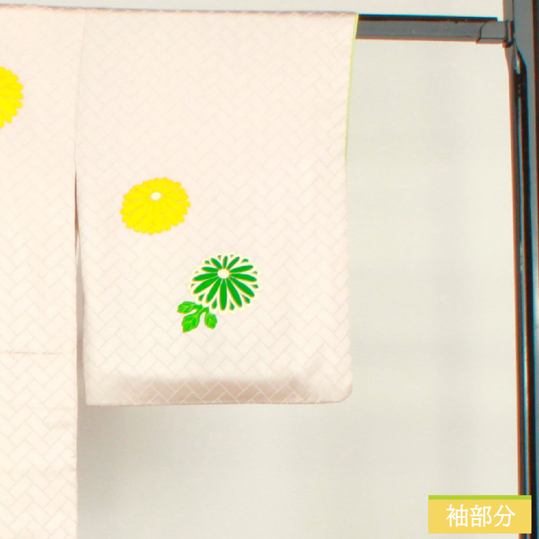 訪問着 正絹 袷 身丈160cm 裄丈64.5cm 薄桜色(うすざくらいろ) 京友禅 菊 Sランク ピンク系 1112004332413