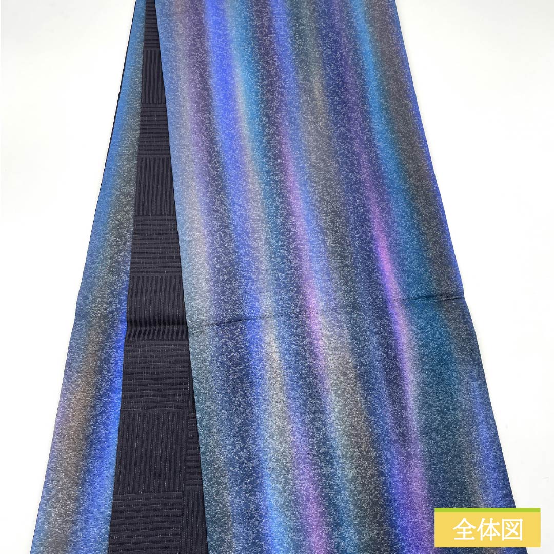 袋帯 正絹 縞 染め帯 帯丈446cm Sランク 全通 セミフォーマル グラデーション系 1123014792399