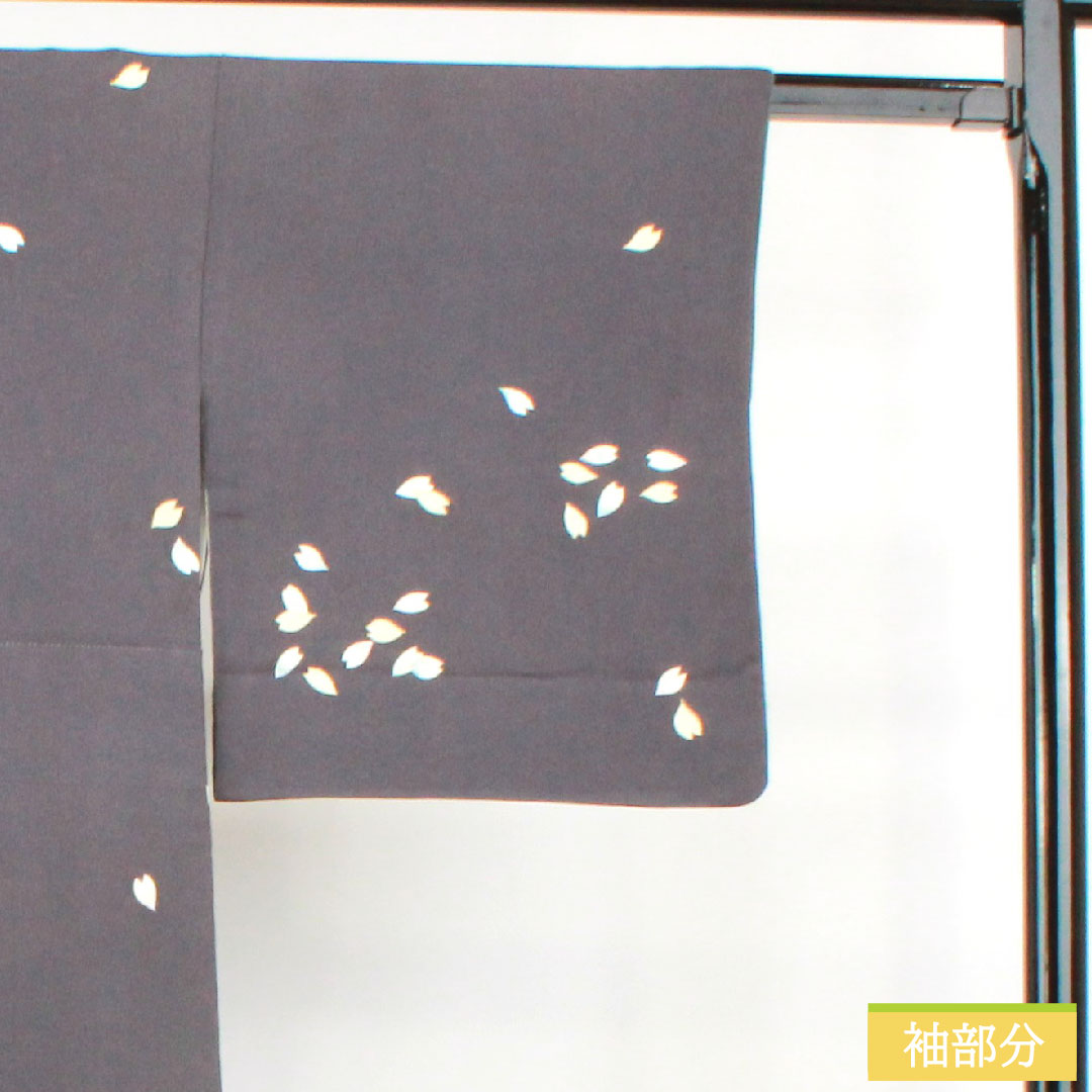 訪問着 正絹 袷 身丈159.5cm 裄丈68.5cm 深滅紫色 洛楽人工房 桜 Aランク 紫系 1112003793320