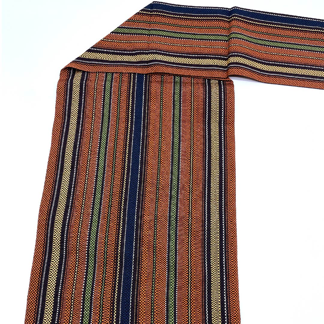 Nagoya obi, copper color, Hakata weave, geometric pattern, obi length 354.5cm, pure silk, S rank, full length, casual, brown, 1124004932314, pine needle style