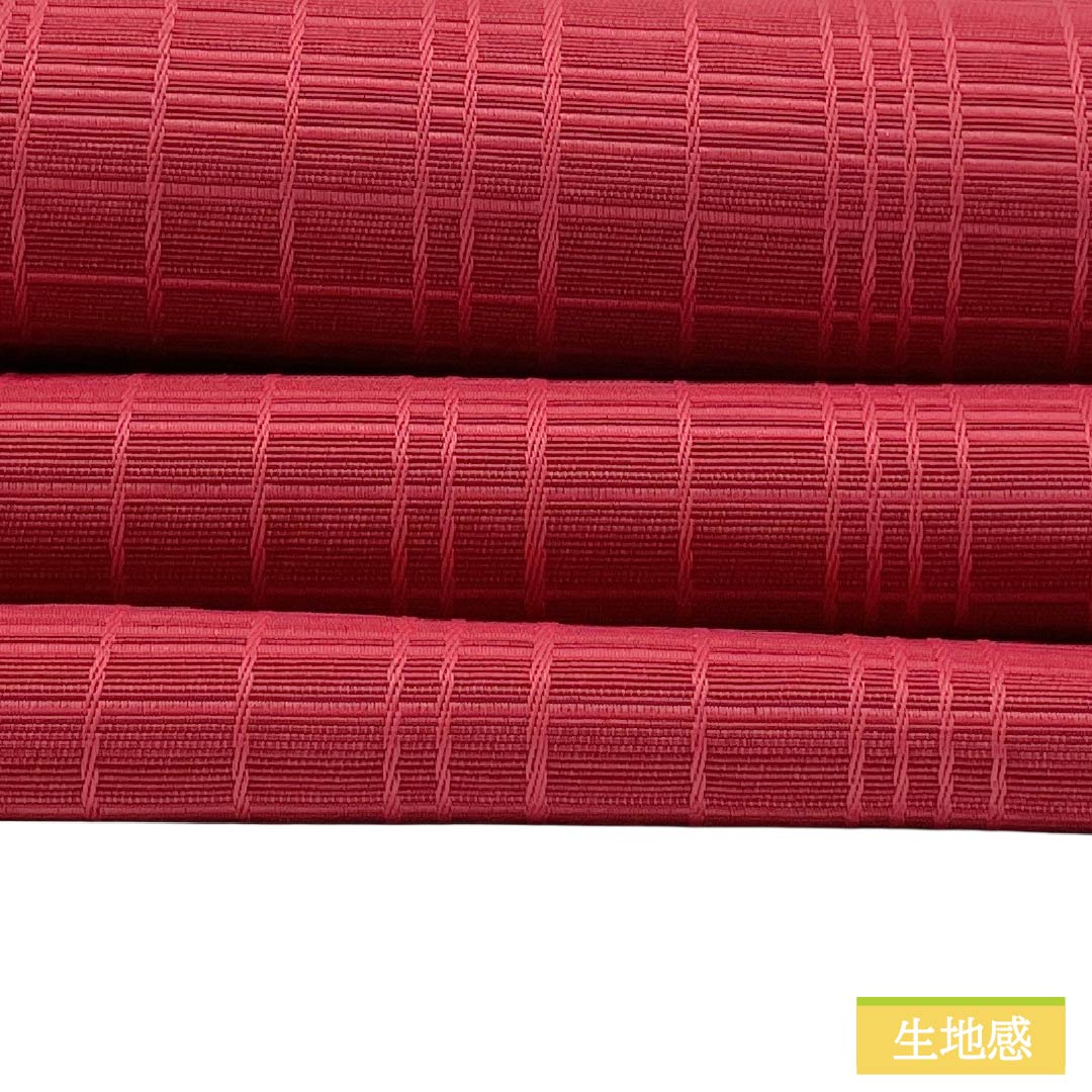 半幅帯 ポリエステル Sランク 火裏紅色(かりこういろ) 格子 広幅 帯丈351cm 赤系 1125003642312