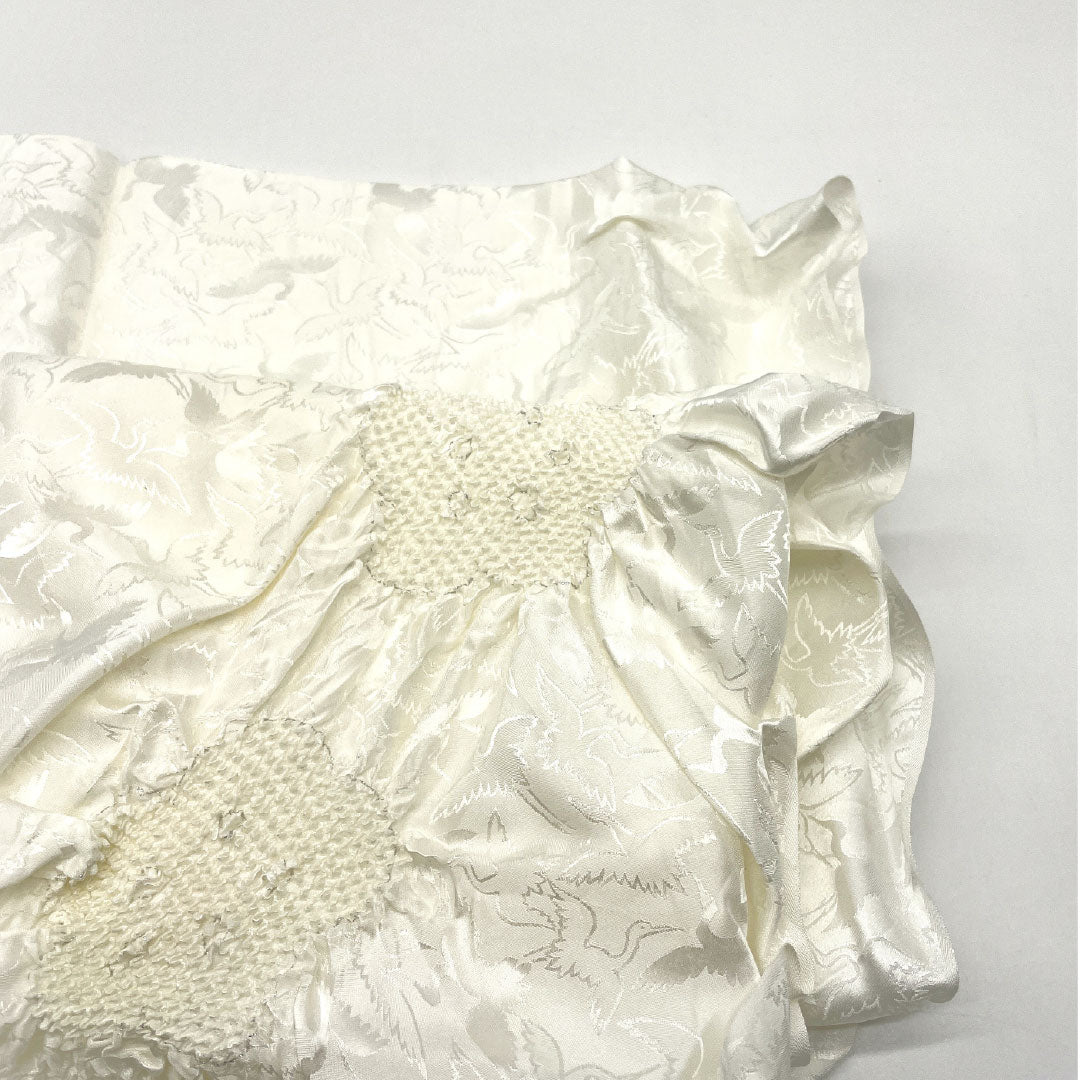 (新古品) 帯締め・帯揚げセット 正絹 Sランク 結婚式 披露宴 扇付き 長さ約152cm 幅約1.5cm 留袖用 白系 1141000052311