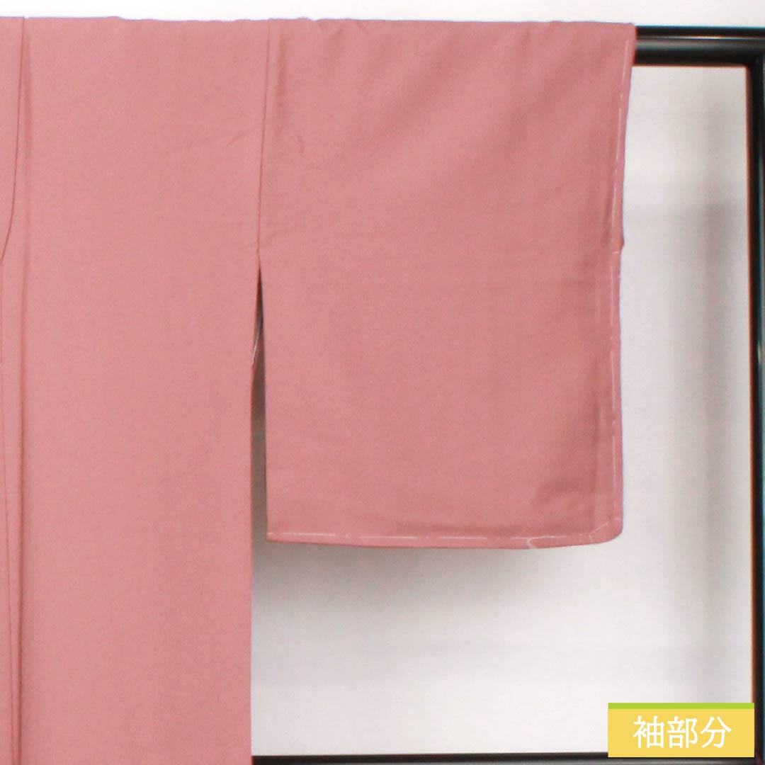 Solid-colored polyester kimono, length 163cm, sleeve length 63cm, light purple (asa-ki-o-iro) color, washable, lined, with basting threads, S rank, pink, product number 1114002222413