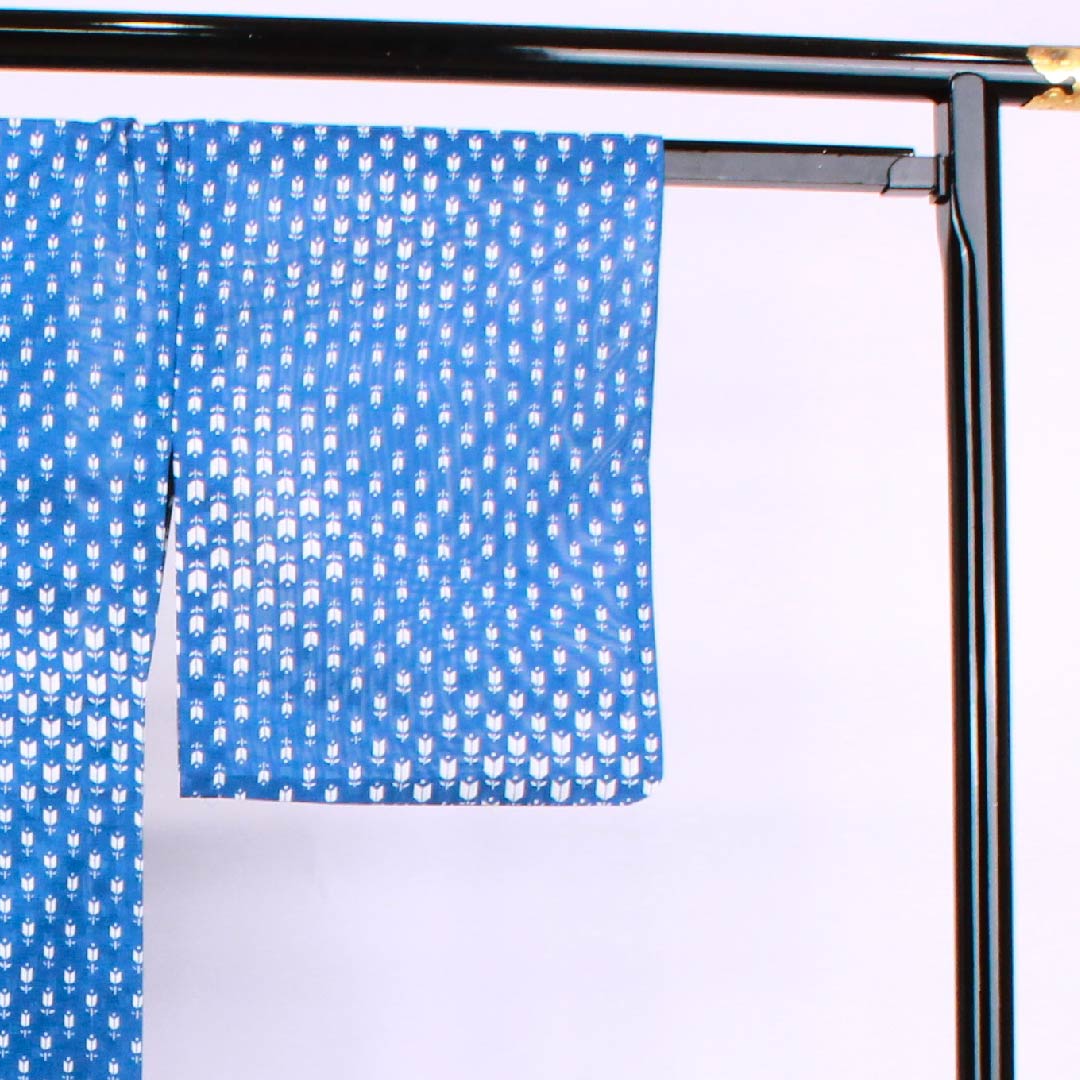 Summer Polyester Komon Length 151cm Sleeve length 62.5cm Hekiruriiro Tulip Silk B Rank Blue 1132000304217