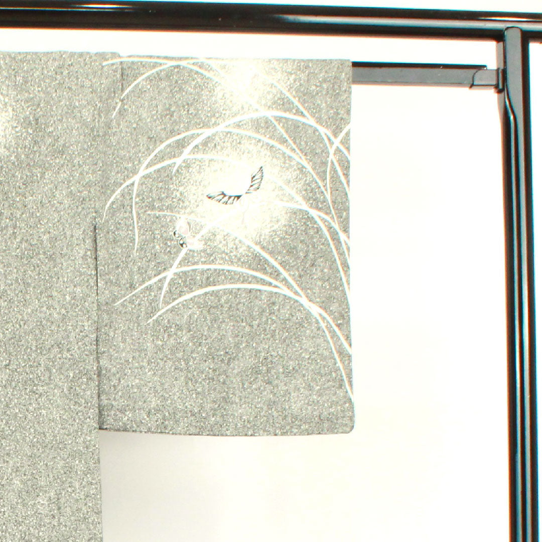 夏物 正絹 訪問着 身丈165cm 裄丈66cm モノトーン 蝶 露草 絽 Sランク グラデーション系 1132000592599