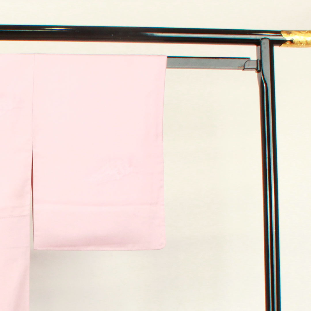 訪問着 袷 身丈153.5cm 裄丈61.5cm 帯紅色 風景模様 ボカシ染 正絹 Sランク ピンク系 1112002202213