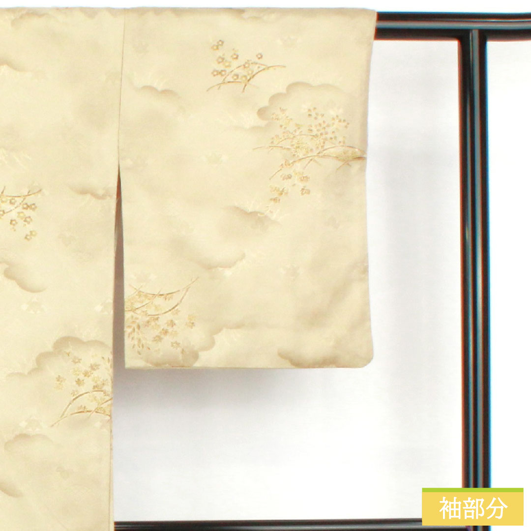 小紋 ポリエステル 身丈158cm 裄丈64cm 袷 蠟色(ろういろ) 洗える着物 草花模様 Sランク 緑系 1115004772319