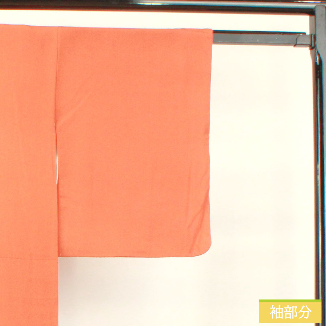 彩色留袖、纯丝、长度 159.5 厘米、袖长 63 厘米、衬里、赤橙色、京友禅、历史人物和风景、一个徽章、刀剑和片刃、S 级、橙色、1111001422326