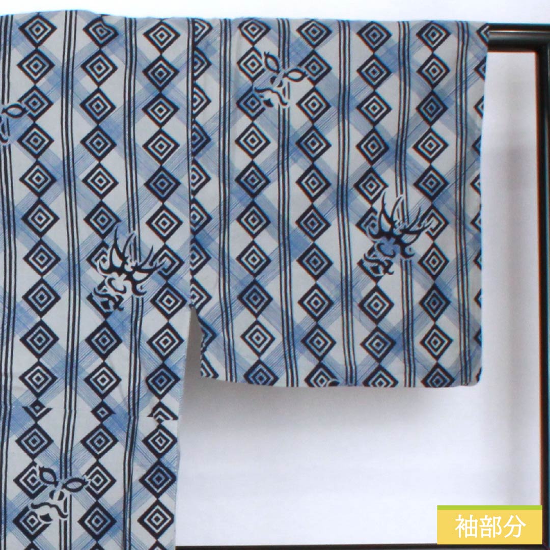 Men's Cotton Yukata, Length 139cm, Sleeve Length 72.5cm, Rank A, Single-Layer, Gray with Tin-Colored Kumadori (Shaded Pattern) and a Three-Measure Check Pattern, Product Number 1118005903122