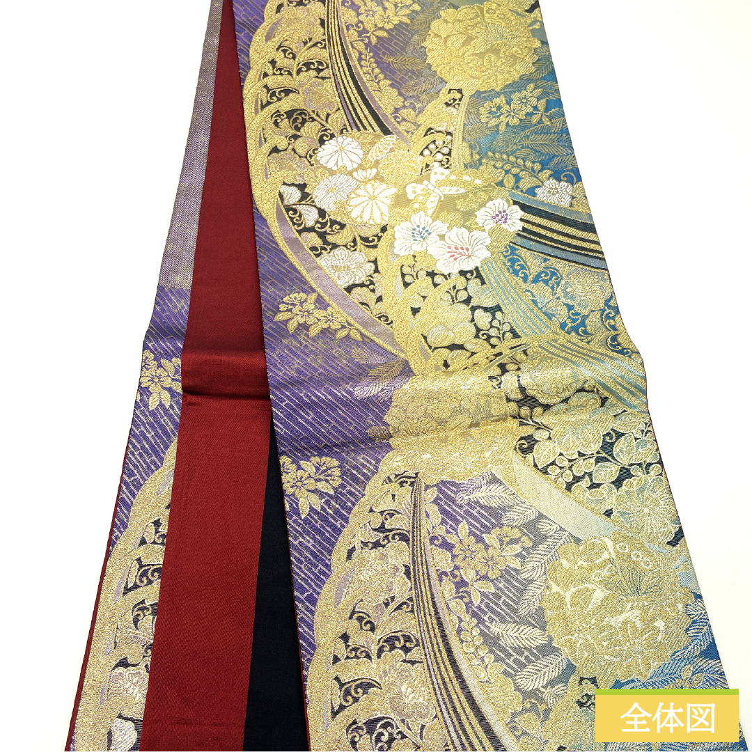 袋帯 正絹 Aランク リバーシブル 西陣織 吉祥文様 帯丈440cm 六通 フォーマル グラデーション系 1123017283399