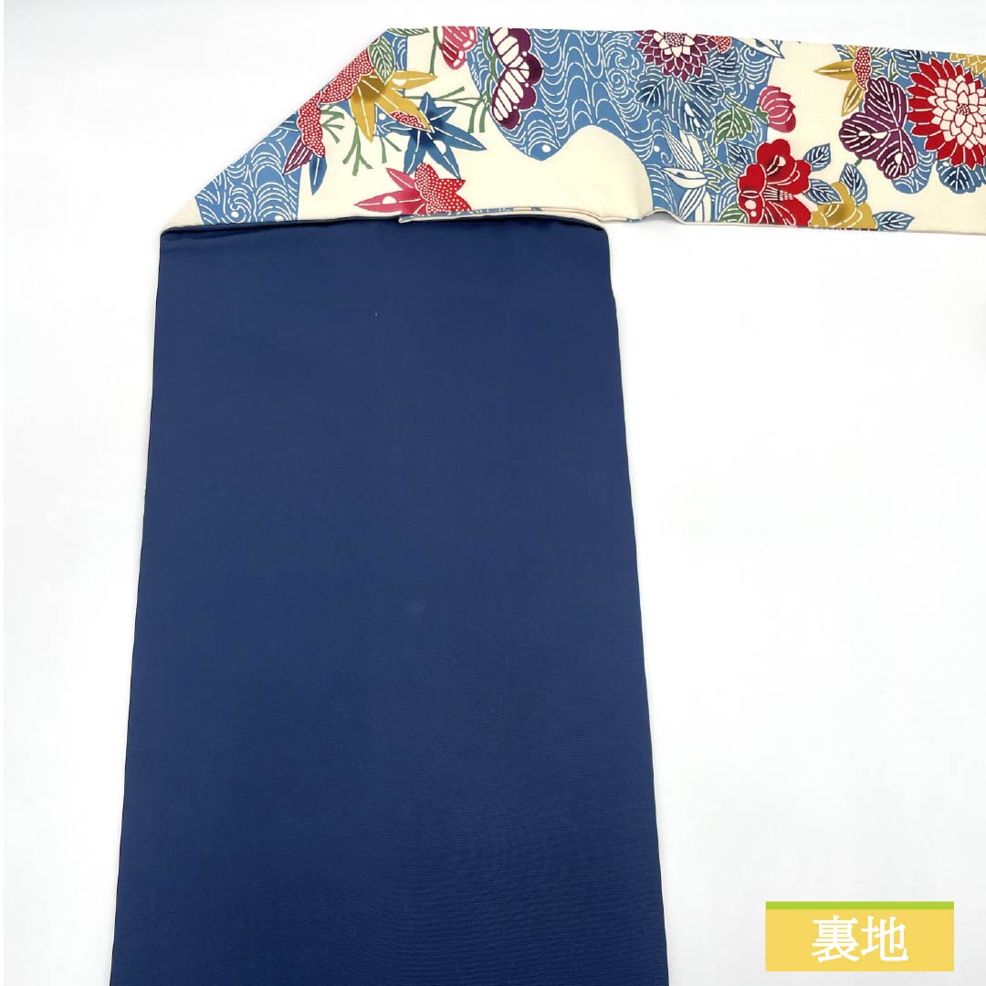 Nagoya obi, Kyoto Bingata, flowing water, camellia, autumn leaves, obi length 336cm, pure silk, B rank, full length, casual, white, 1124007344311, Nagoya style