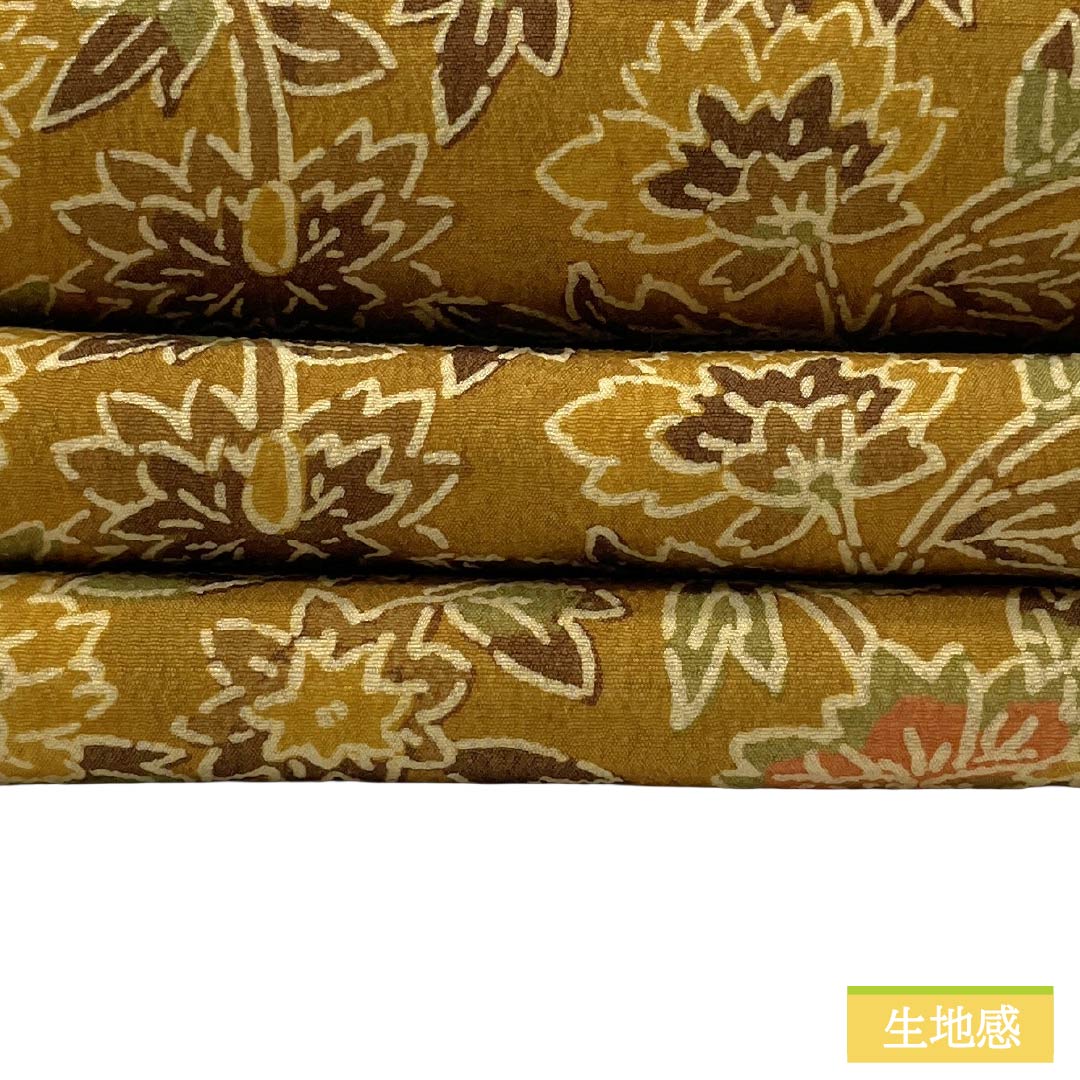 半幅帯 正絹 Aランク 枇杷茶色(びわちゃいろ) 花柄 帯丈338cm 茶系 1125003013314