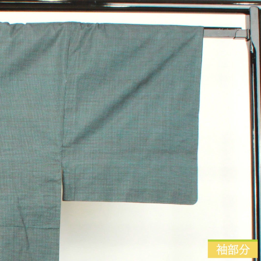 男物 正絹 身丈142.5cm 裄丈70cm 大島紬 100亀甲 亀甲模様 Sランク 袷 緑系 1119000862419
