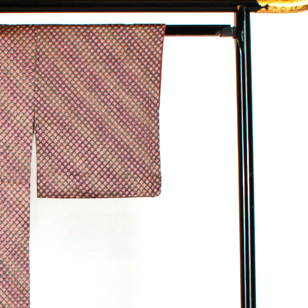 小紋 身丈154cm 裄丈63cm 袷 総絞り 正絹 Sランク 紫系 1115001802220