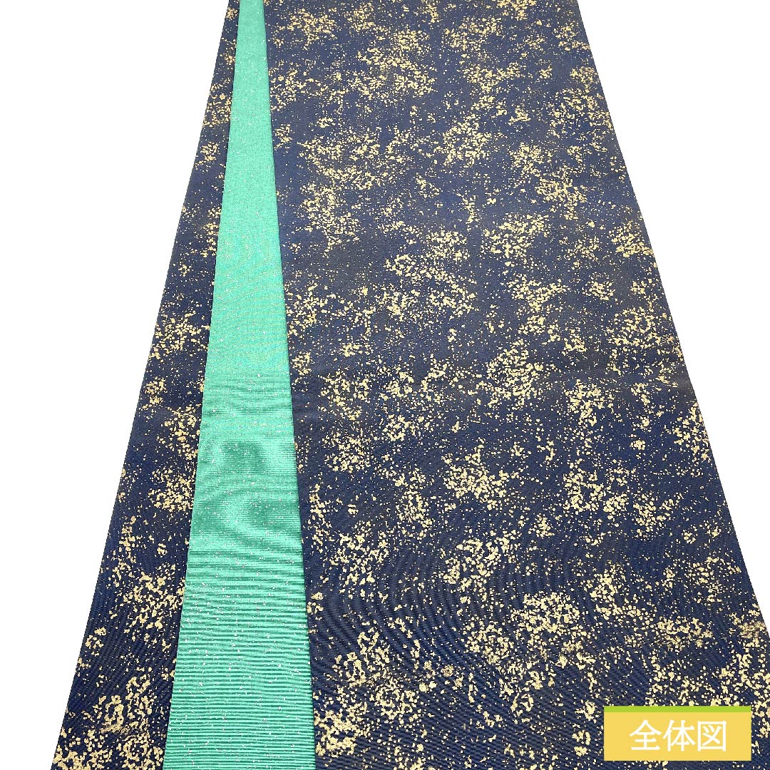 袋帯 正絹 瞑色色(めいしょくいろ) 染め帯 大島 帯丈448cm Sランク 六通 セミフォーマル 青系 1123011422317