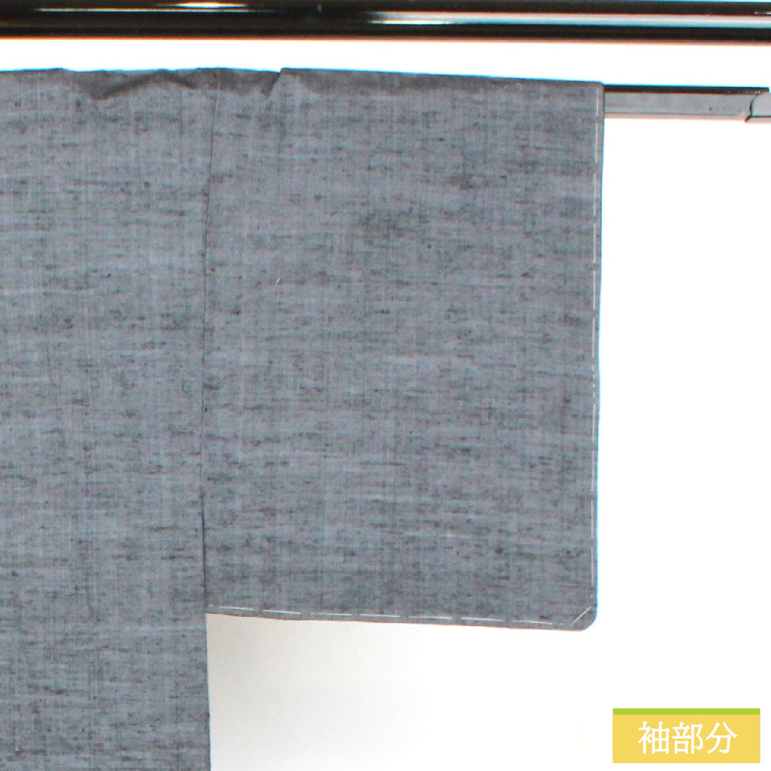 男物 正絹 身丈137.5cm 裄丈66cm むすび織 着物単品 しつけ糸付き 未使用品 Sランク 袷 グレー系 1119000782322