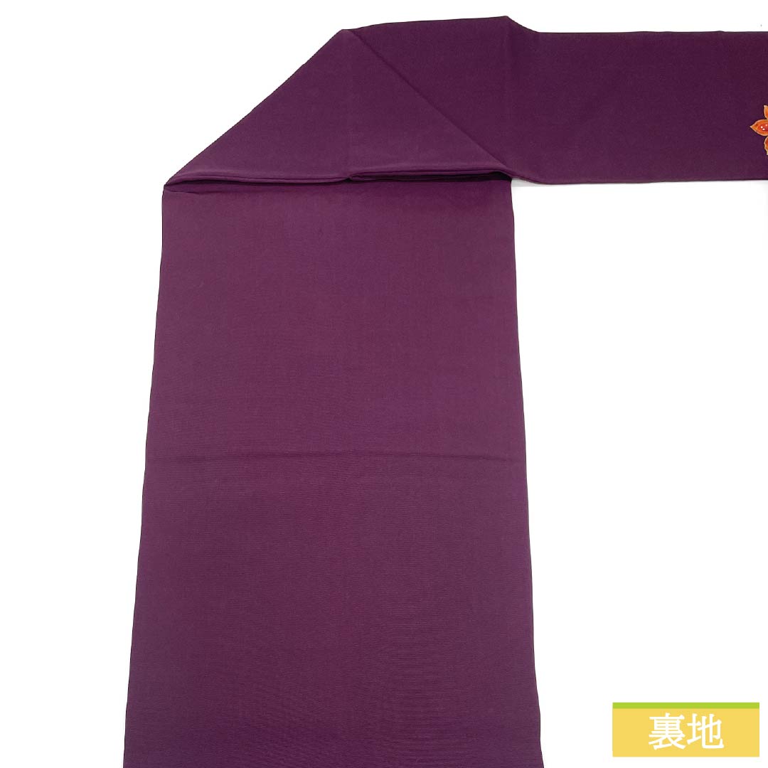 名古屋帯 正絹 Aランク 蒲萄色(えびいろ) 染め帯 塩瀬 蝶 帯丈352cm ポイント柄 カジュアル 紫系 1124009583320 名古屋仕立て
