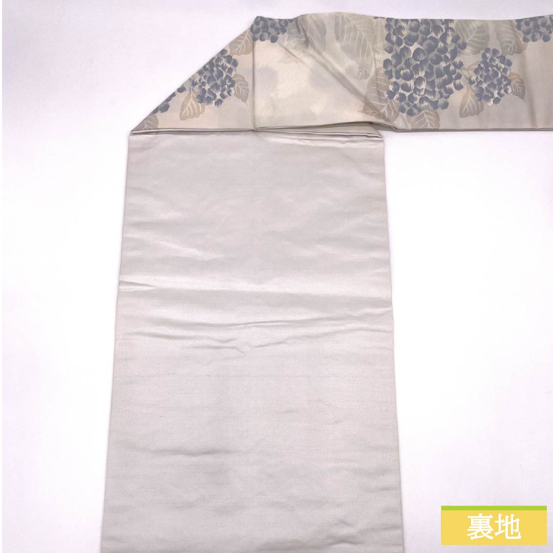 名古屋帯 正絹 Bランク 紫陽花 しつけ糸付き 帯丈367cm 六通 セミフォーマル グラデーション系 1124009034399 名古屋仕立て