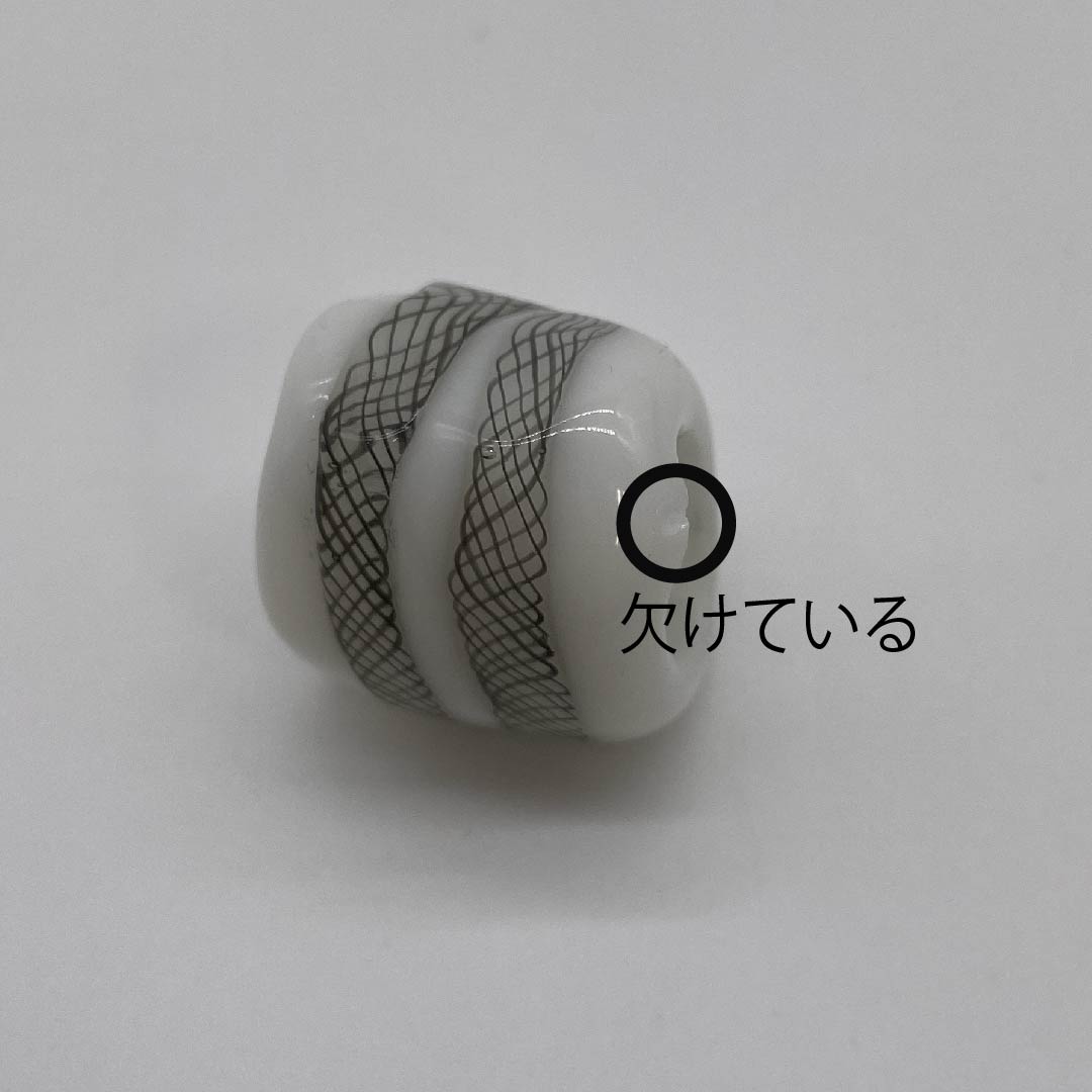 (New old stock) Glass Obi fastener, casual, white, glass beads, spiral, geometric pattern, length approx. 2cm, width approx. 2.5cm, A grade, white, 1137000583911