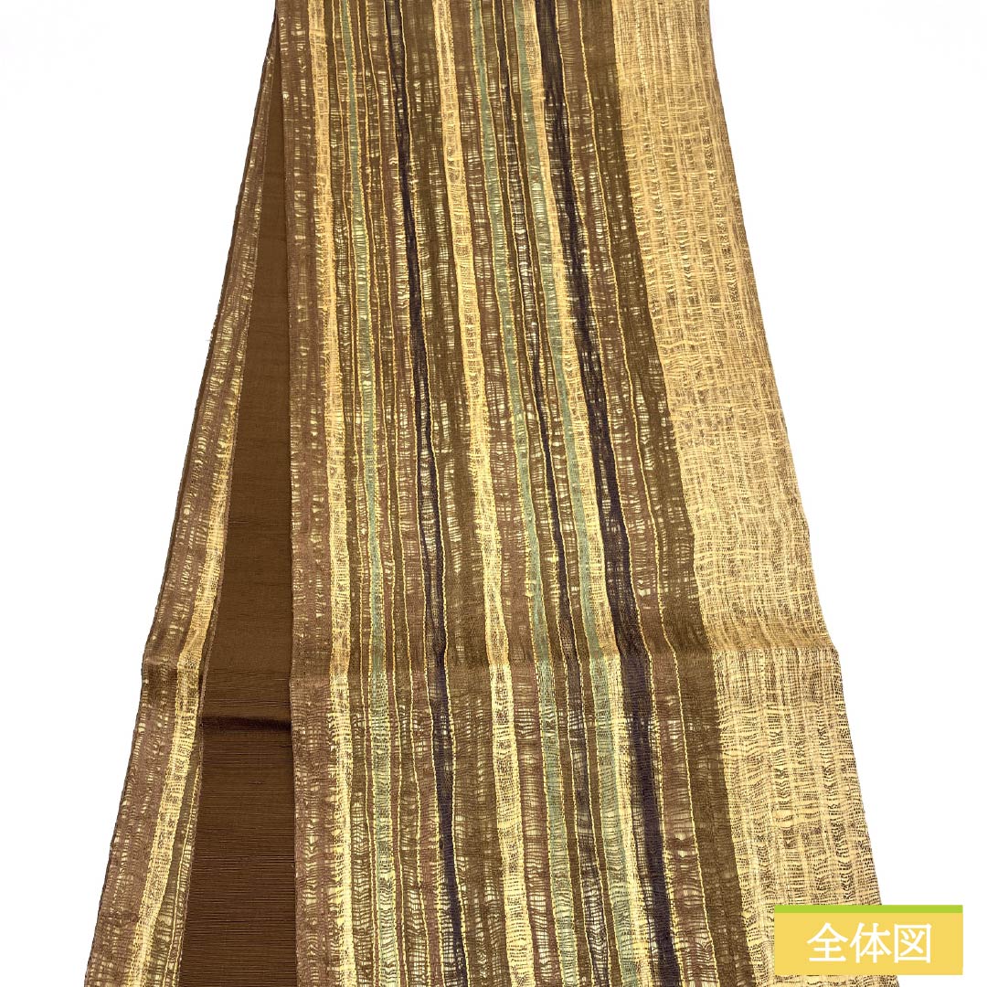 袋帯 正絹 櫛織 縞模様 宮階織物 西陣 帯丈440cm Sランク 全通 カジュアル グラデーション系 1123013042399