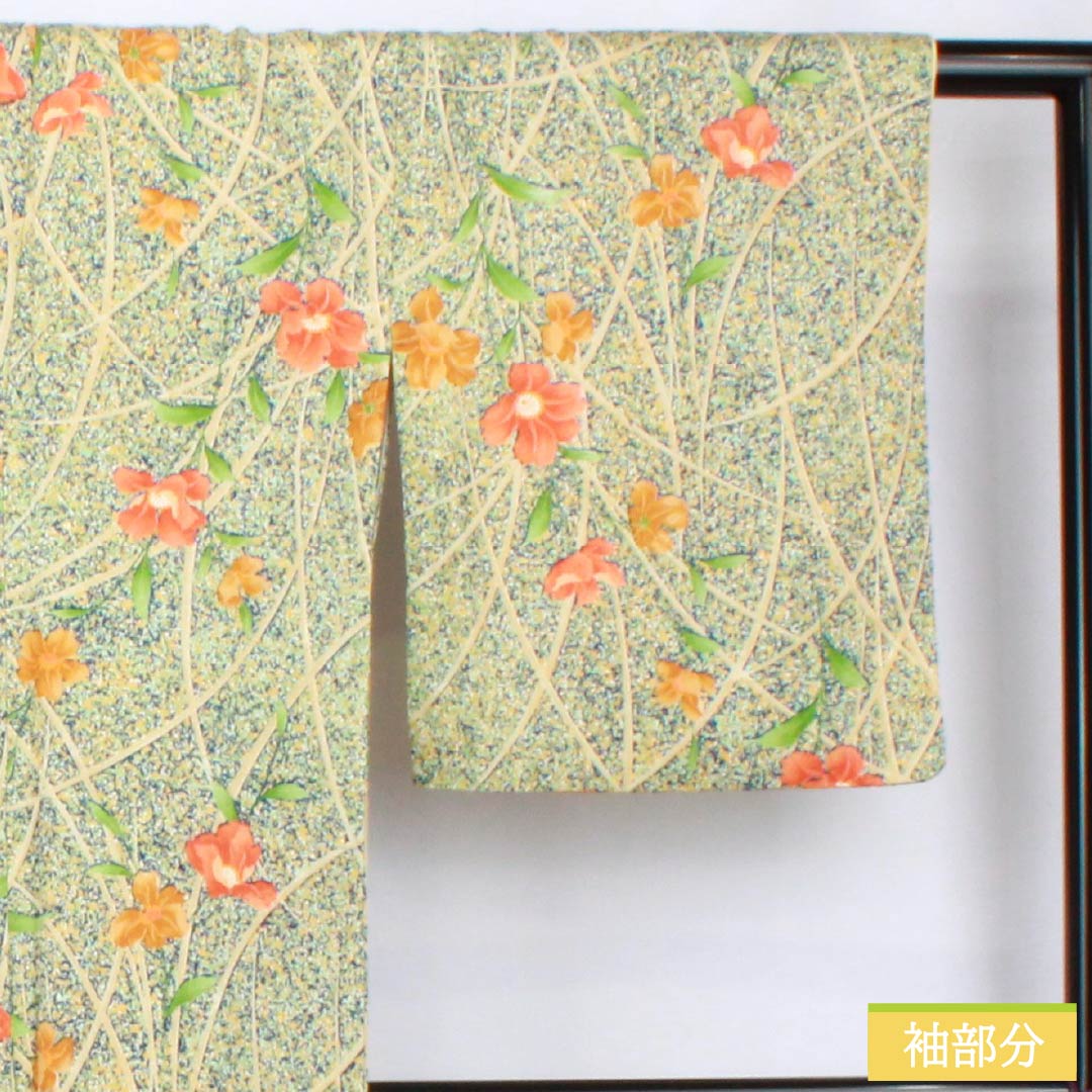 小紋 ポリエステル 身丈150.5cm 裄丈66cm 袷 紺瑠璃色(こんるりいろ) 型染 芝 草花 Sランク 紺系 1115005442118