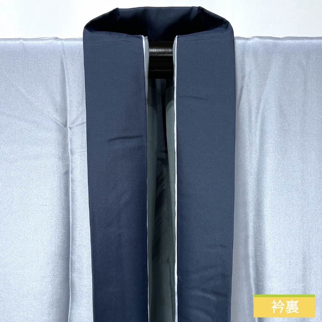 メンズ襦袢 正絹 Sランク 身丈141cm 裄丈73cm 移色(うつしいろ) 風景画 袷 青系 1140000902417