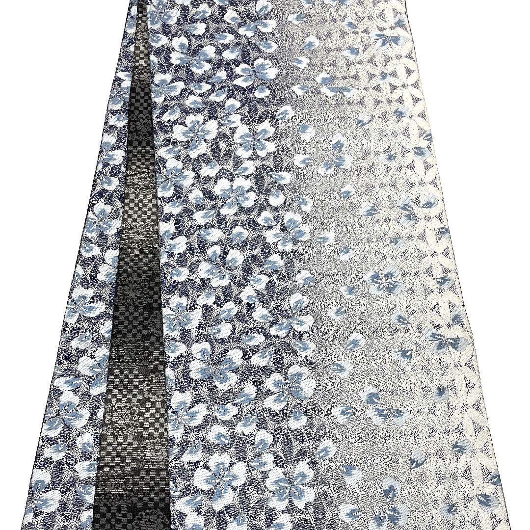 Silver Fukuro Obi with Cherry Blossoms, Length 440cm, Pure Silk, S Rank, Full Length, Formal, Silver, 1123008962322