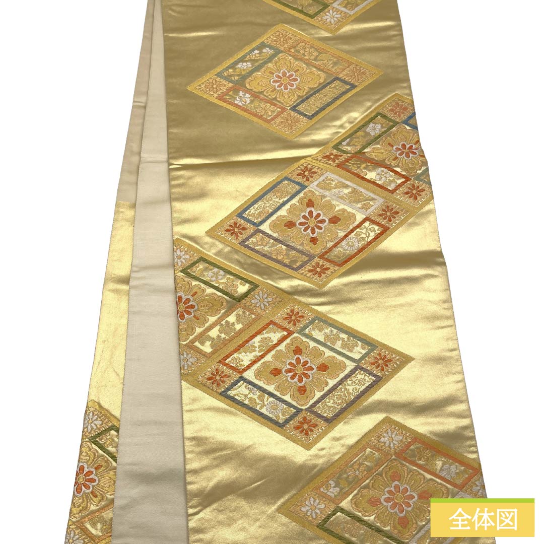 袋帯 正絹 Aランク 金色(きんいろ) 唐織 引箔 振袖用 留袖用 帯丈434cm 六通 フォーマル 金系 1123018663321