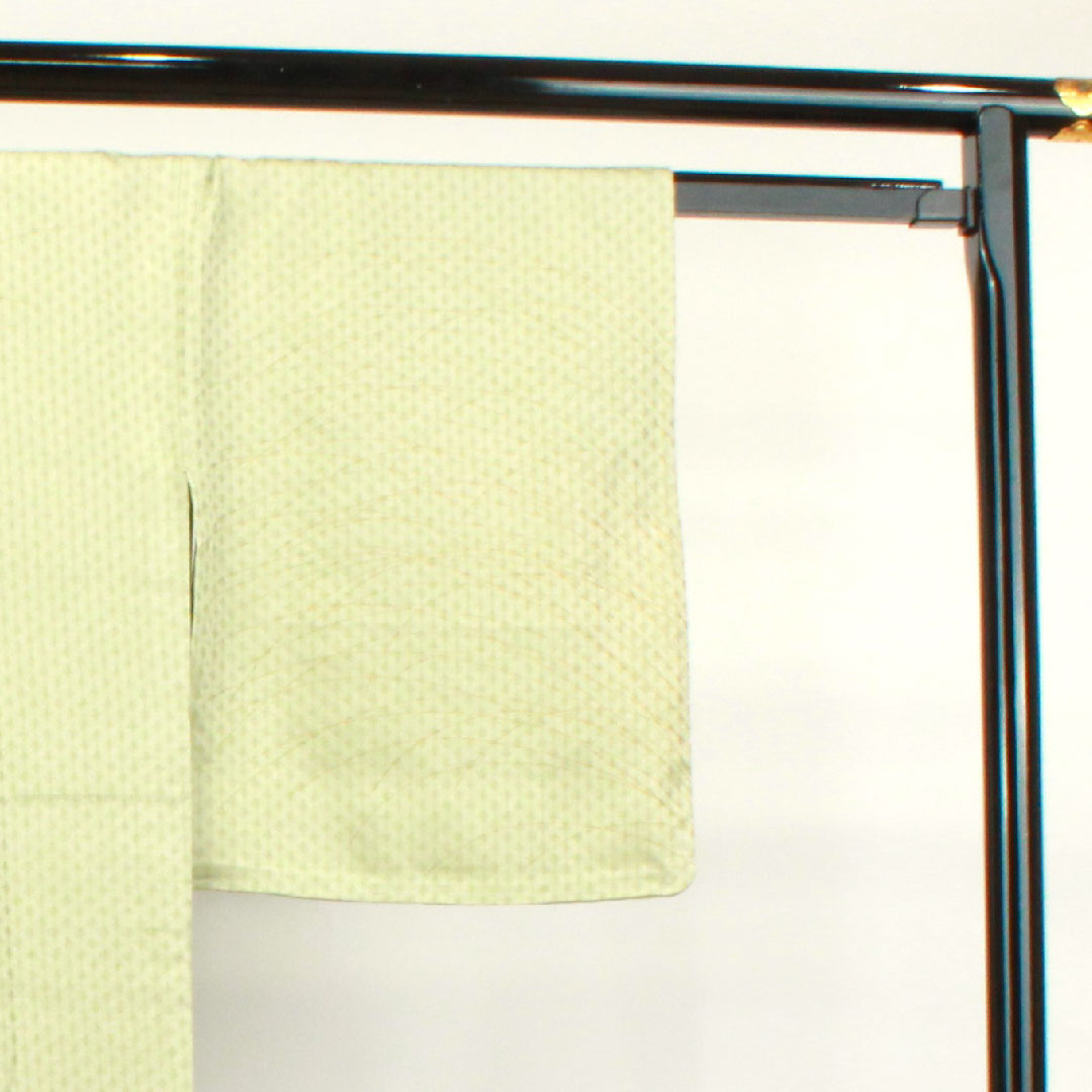 訪問着 正絹 単衣 身丈165.5cm 裄丈67cm 薄柳色 刺繡 萩 しつけ糸付き 未使用品 パールトーン加工 Sランク 緑系 1112003272519