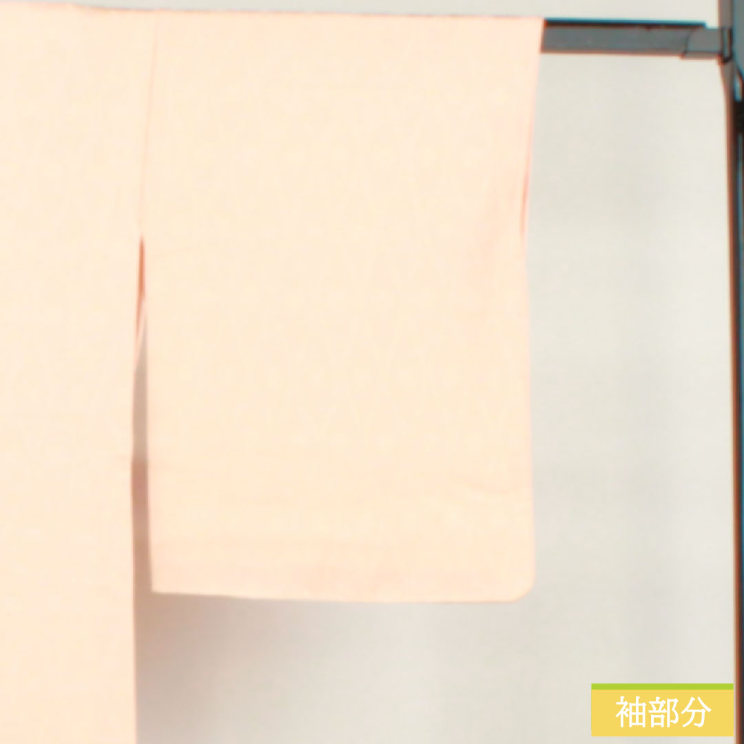 色無地 正絹 身丈159cm 裄丈66.5cm 乙女色(おとめいろ) 抽象模様 一つ紋 中陰桔梗 袷 Aランク ピンク系 1114001363313