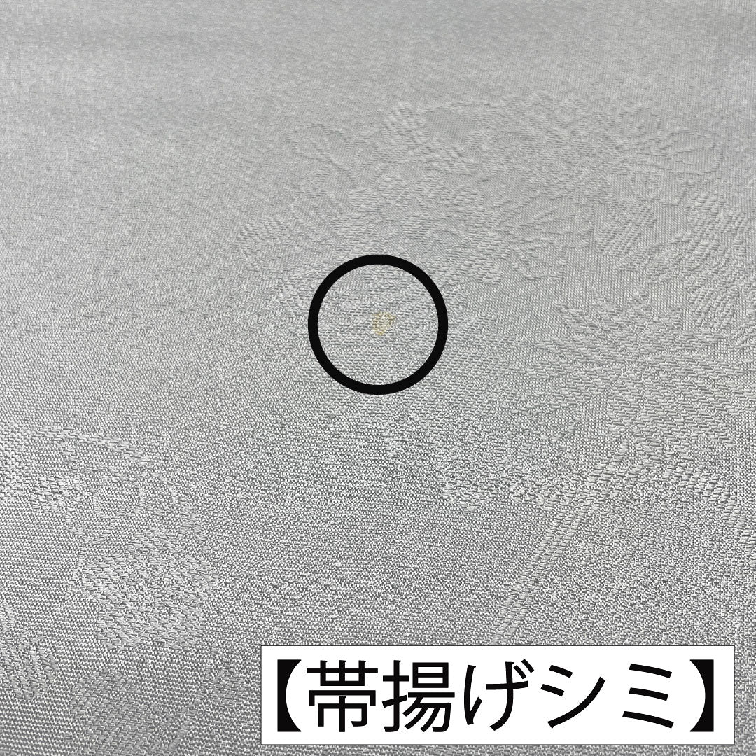 帯揚げ 正絹 Aランク セミフォーマル 鈍紫色(にぶむらさきいろ) 古典柄 バイカラー 花柄 長さ約184cm 幅約32cm グレー系 1136001583922