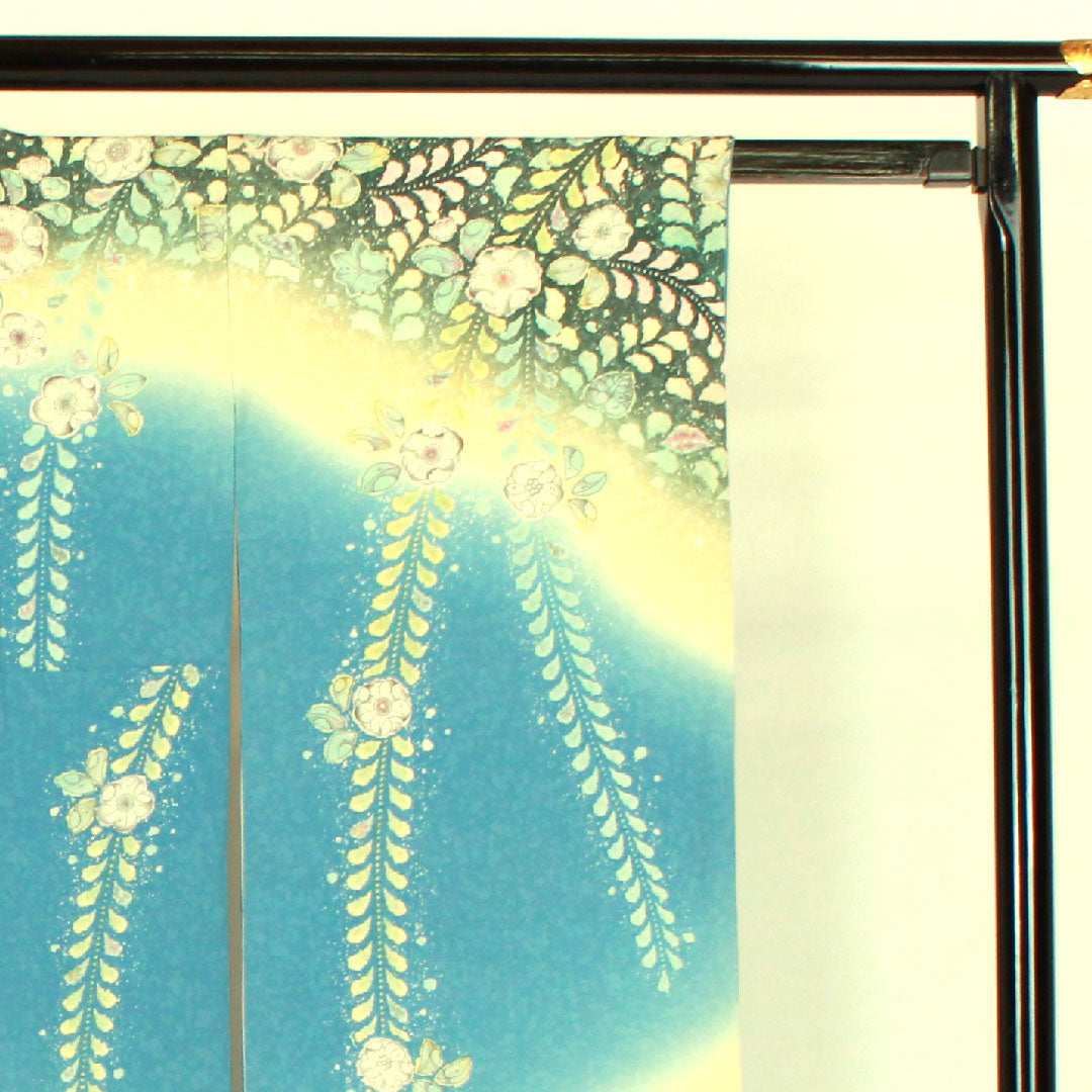 振袖 身丈156cm 裄丈63cm 袷 辻ヶ花 桐屋翠山工房謹製 正絹 Sランク 青系 1113000442317