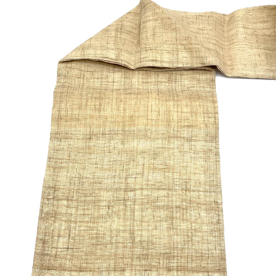 名古屋帯 東京白茶色 夏帯 紗 花紋 桔梗 染帯 帯丈349cm 正絹 Sランク ポイント柄 カジュアル ベージュ系 1124004232325 名古屋仕立て