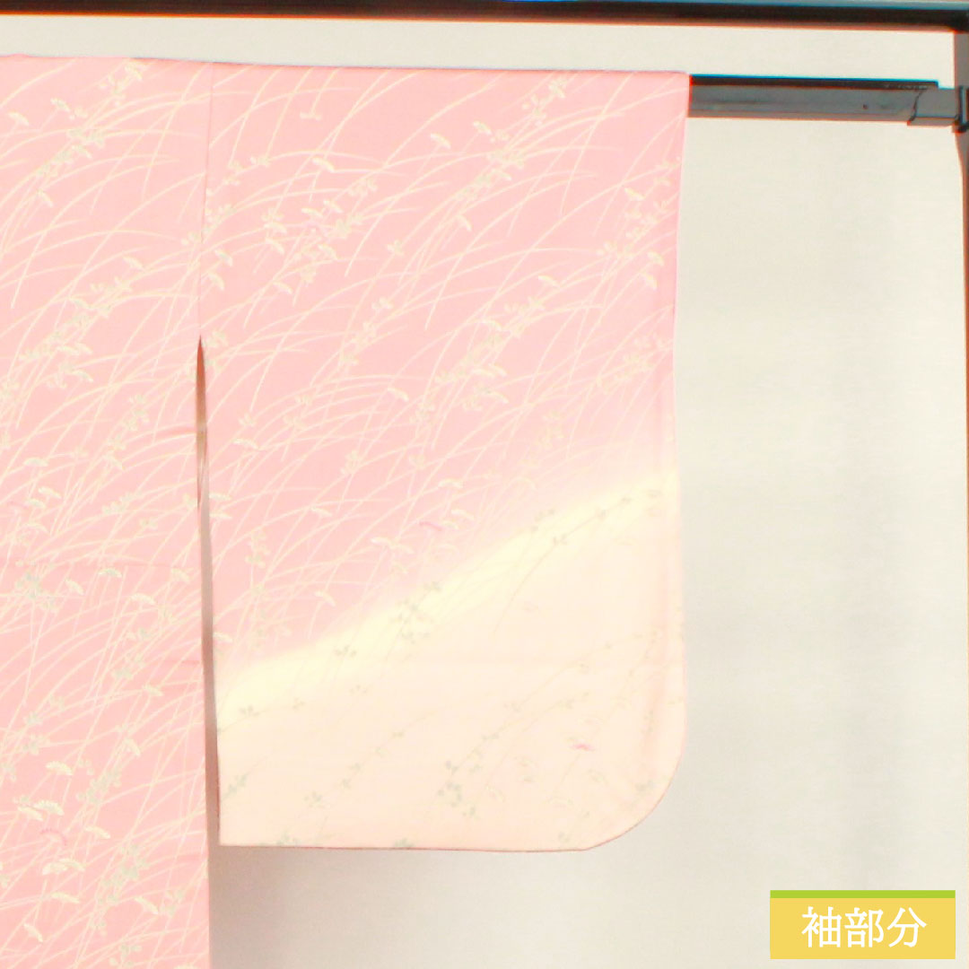 訪問着 正絹 袷 身丈159cm 裄丈64cm 一重梅色 草花模様 Aランク ピンク系 1112004133313