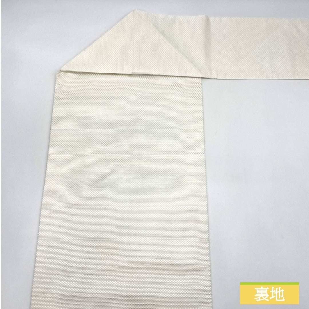 (新品・未使用品)名古屋帯 西陣織 猫 月 新品未使用品 帯丈377cm 正絹 NEWランク ポイント柄 カジュアル 白系 1124007451311 名古屋仕立て