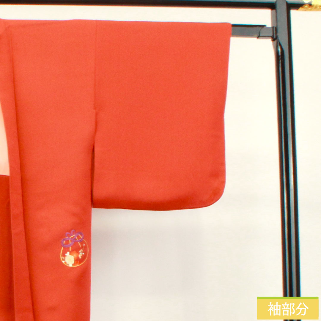 羽織 正絹 身丈73.5cm 裄丈60.5cm 緋色(ひいろ) 刺繍 Sランク 袷 朱系 1117000962916