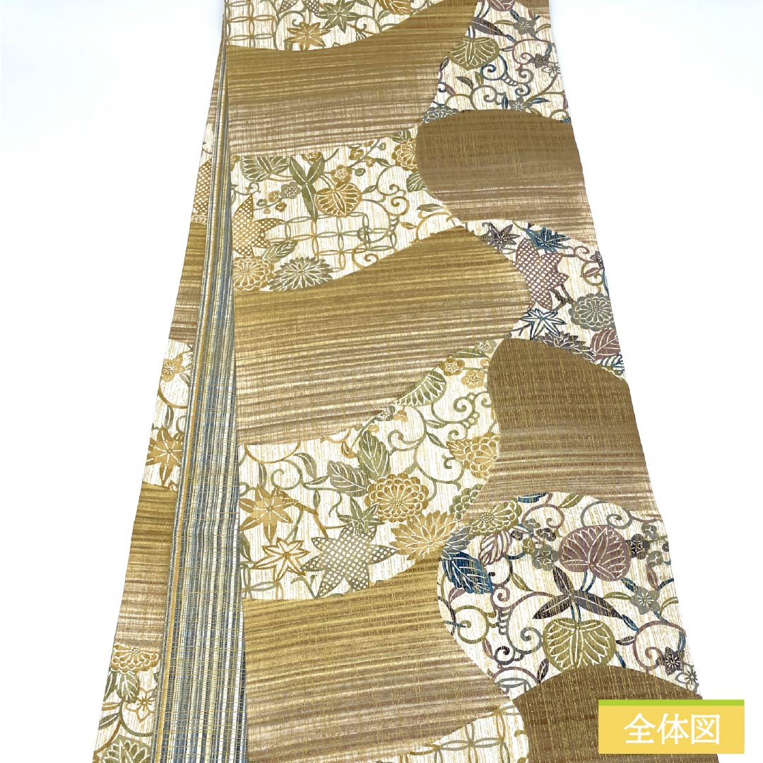 袋帯 正絹 葵 菊 紅葉 帯丈446cm Sランク 六通 カジュアル グラデーション系 1123013032399